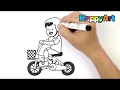 How to DRAW RIDING A BIKE step by step