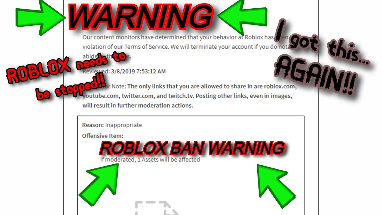 I got WARNED on ROBLOX......AGAIN!!!! - YouTube