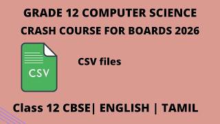 CBSE | Computer Science | Grade 12 | English | Tamil | 2026 | Sure Shot | CSV | Files