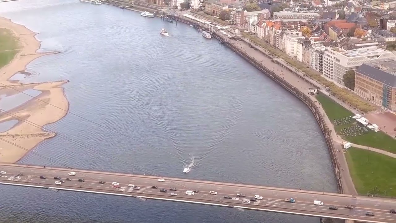 Magnificent views from Dusseldorf, Germany. Aerial views from Tower. 