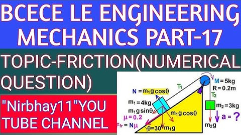 bcece le Engineering Mechanics friction numerical questions on inclined plane