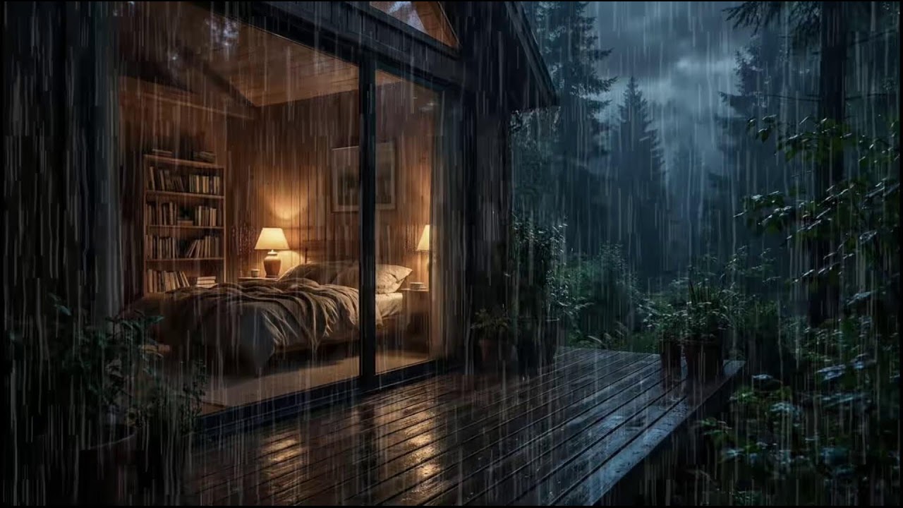 Quiet Rainy Forest Cabin 🌲 | Slow rain ambience with natural rain sounds for night relaxation