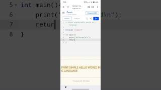 Print simple Hello world in c language #status #coding #beginners #clanguage