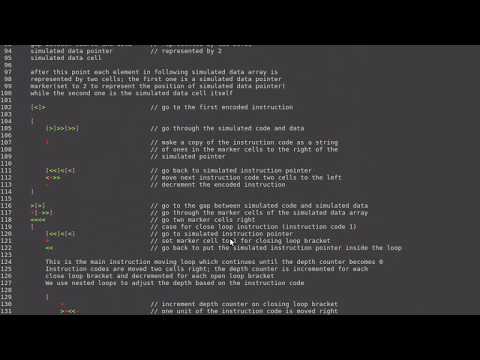 Brainfuck interpreter written in brainfuck: dbfi - by Daniel B. Christofani - part 1: introduction