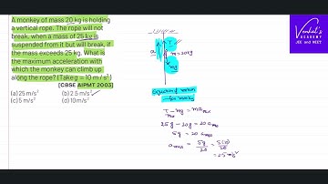 Laws of motion previous exam question finding acceleration of monkey up on rope without breaking it