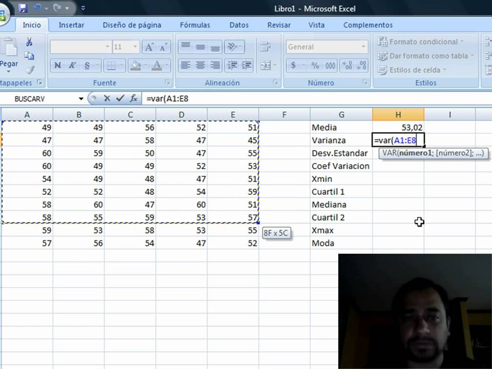 Desv estandar excel