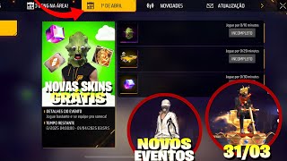 CORRE!! NOVAS SKINS GRÁTIS NO EVENTO 1º DE ABRIL, EMOTE TRONO DE VOLTA, CUBO, NOVIDADES FREE FIRE