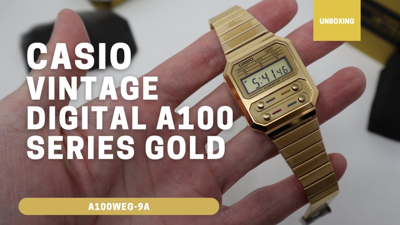 - Gold A100WEG-9A Unboxing A100 Digital Casio YouTube Series Vintage