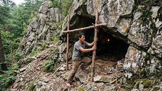 Creating a Cozy Cave Shelter for Survival Next to a Huge Waterfall | Bushcraft, Survival