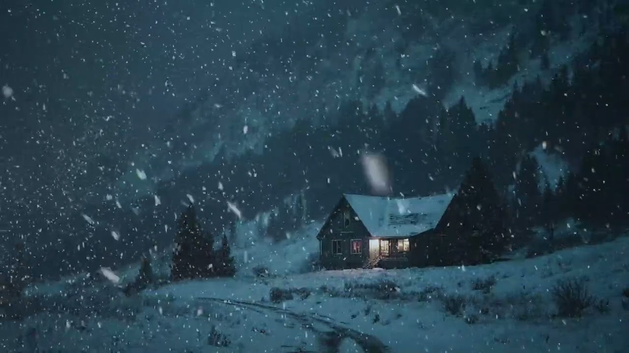 4K Mountain Blizzard at Midnight — Heavy Snowstorm Ambience for Deep Sleep & Focus