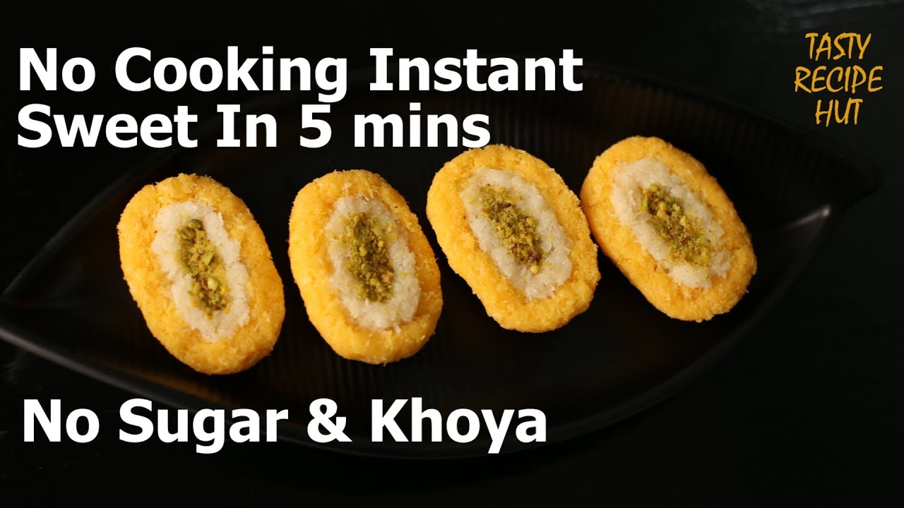 No Cooking 5 minutes Sweet ! No Sugar & Khoya | Tasty Recipe Hut