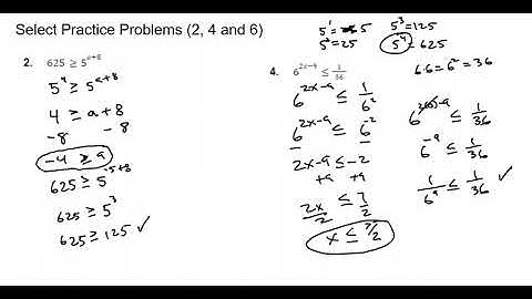 Alg2 Sem 2 Unit 5 Lesson 3 Solving Exponential Inequalities - Select Practice Problems