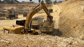 New Project Excavator Cat 320 Loading Solid soil Into Dump Trucks Work hard Ep03,Sub @TheDiggingCrew