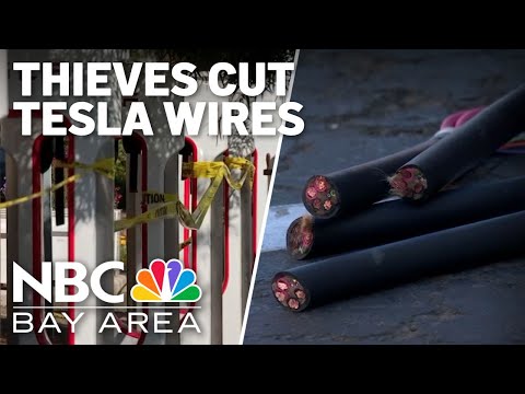 Thieves cutting cables from Tesla charging stations, stealing copper inside