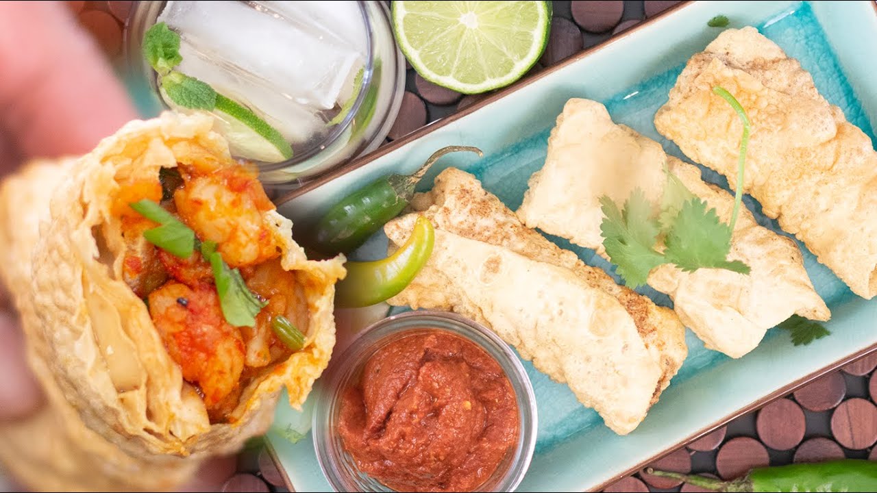 Stuffed Shrimp Papad | Gluten Free Appetizer | Kravings