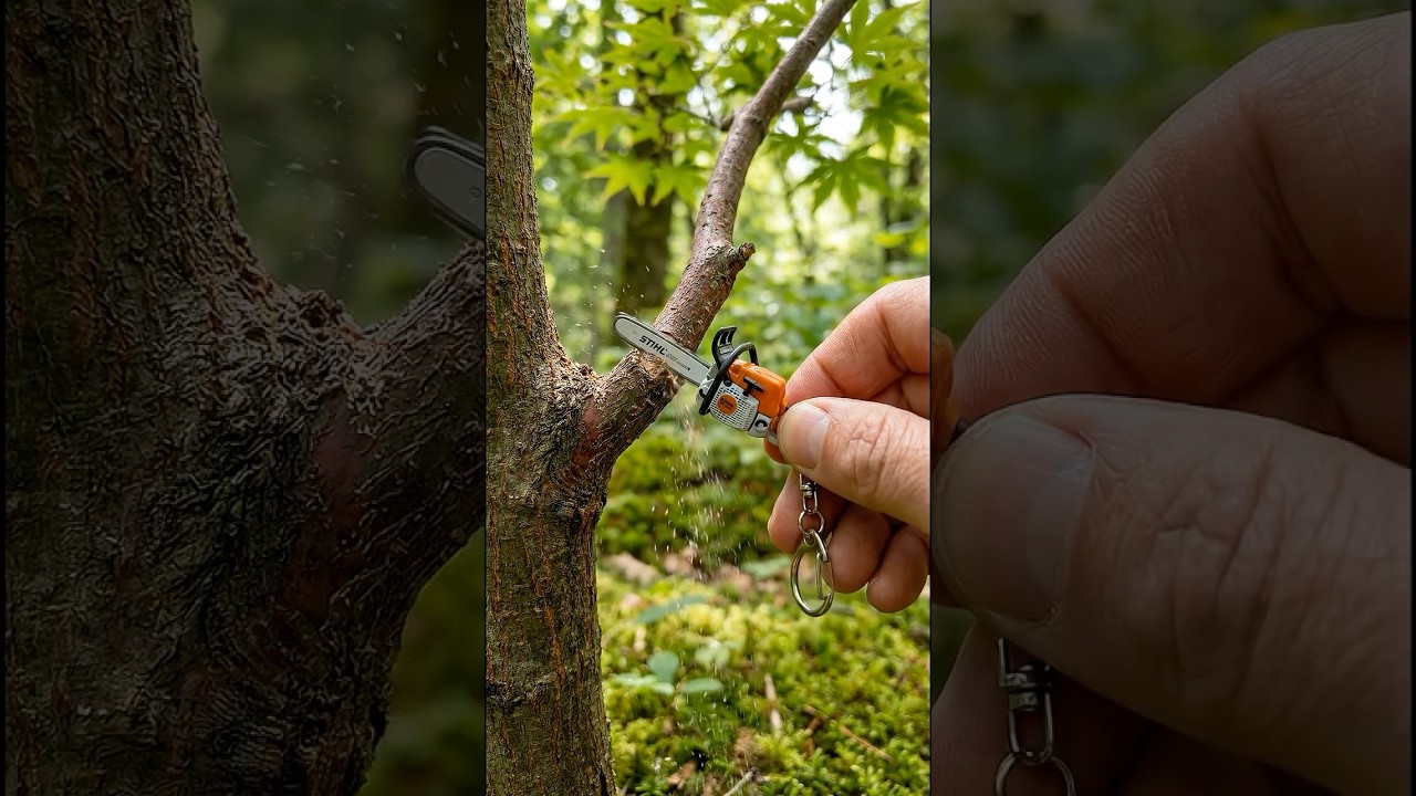 Keychain STIHL vs Japanese Maple Branch (Ultra Realistic)