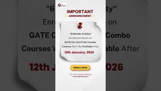GATE CS | DA | Combo | 6-Month Validity Courses enrollment Closing | 12 Jan 2026 | Hurry Up!! #gate