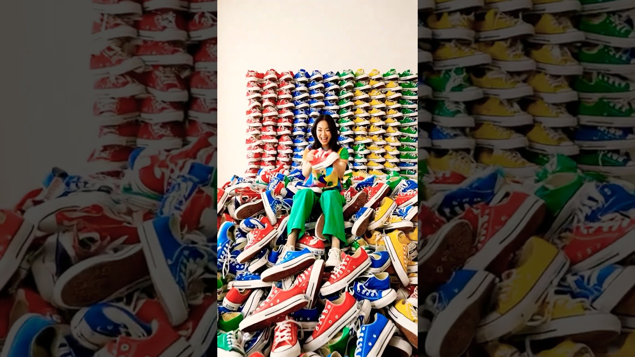 Messy Sneaker Wall Collapse 😵