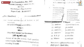 BSC 1ST SEM BOTANY MICROBIOLOGY AND PLANT PATHOLOGY NEP DEC 2021 | CCSU
