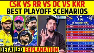 CSK VS RR VS DC VS KKR BEST PLAYOFF SCENARIOS 🔥 | DETAILED EXPLANATION | #cskvsrr #dcvskkr #ipl2026