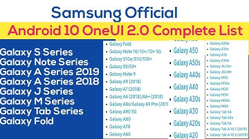 Samsung Official Android 10 OneUI 2.0 Complete Devices List | J8|J6|A50|A30 More Devices.
