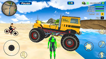 Rope Frog Ninja Superhero and Monster Trucks in Open World Game - Android Gameplay #2