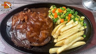 Beef Steak With Barbeque Sauce. Steak Daging Sapi Dengan Saus Barbeque