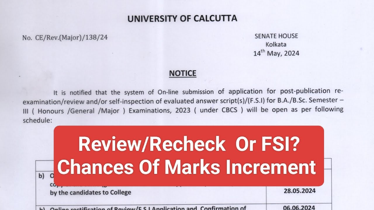 Sem-3 Review/Recheck Or FSI | Chances of Marks Increment| Calcutta University
