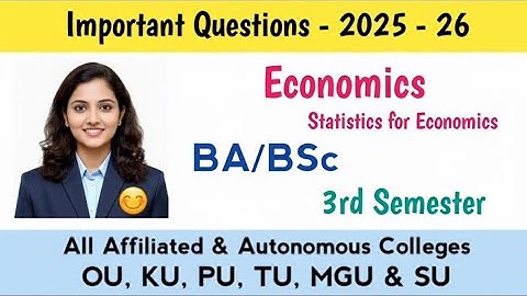BA/BSE 3rd Sem Statistics for Economics - Imp. Questions 2025-26 (All Universities) 100% pass 