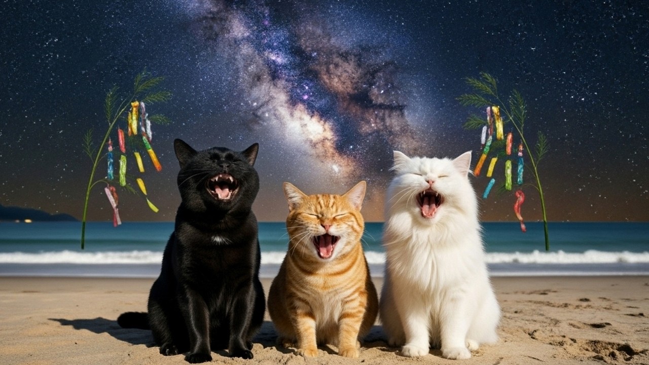 Ai cat【3匹ねこの大冒険】「願いを言え！」みんなで笑える今日が幸せ ～ねこの日々と季節たち 七夕特別編～  #8話