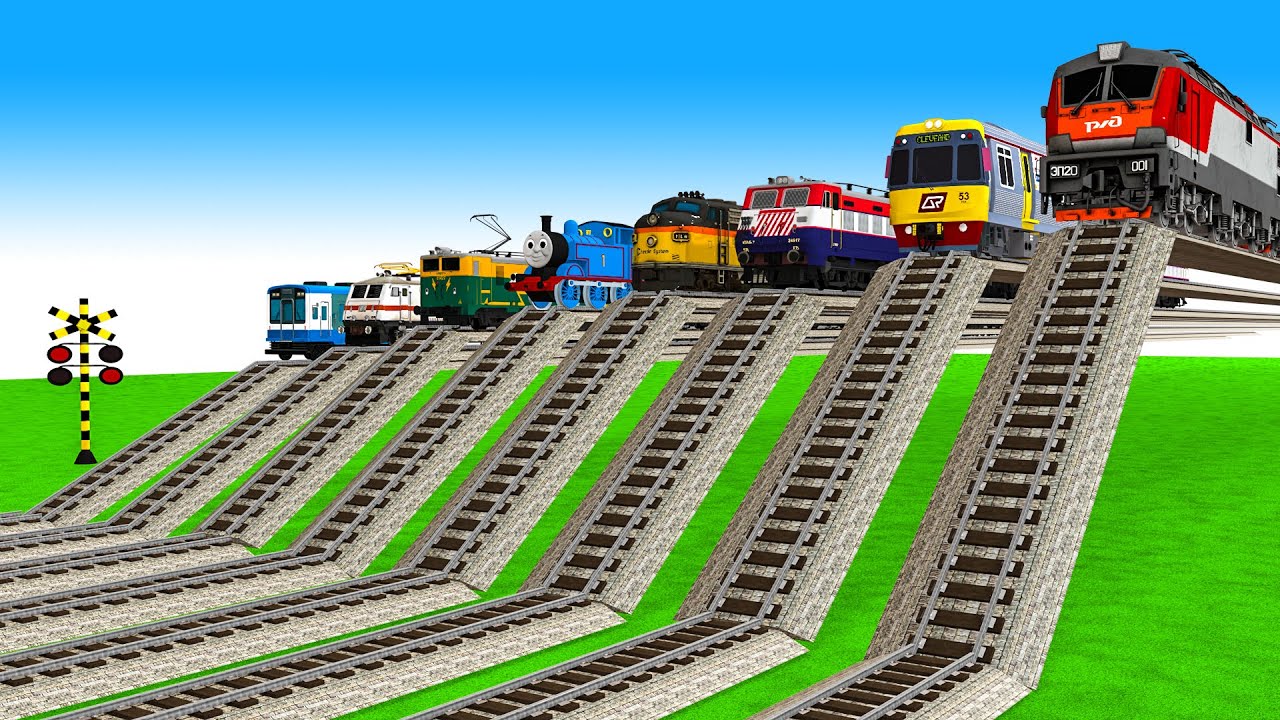 10 HIGHEST SPEED TRAINS CROSSING ON BIGGEST HIGH RISKY & HIGH RISKY RAILWAY TRACKS | Train Fumikiri