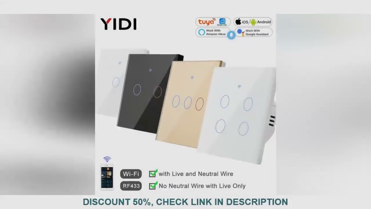 EU Tuya Smart WiFi 2 Way Touch Wall Switch Light UK Alexa Compatible RF RF433 Smartlife 110V 220V AC