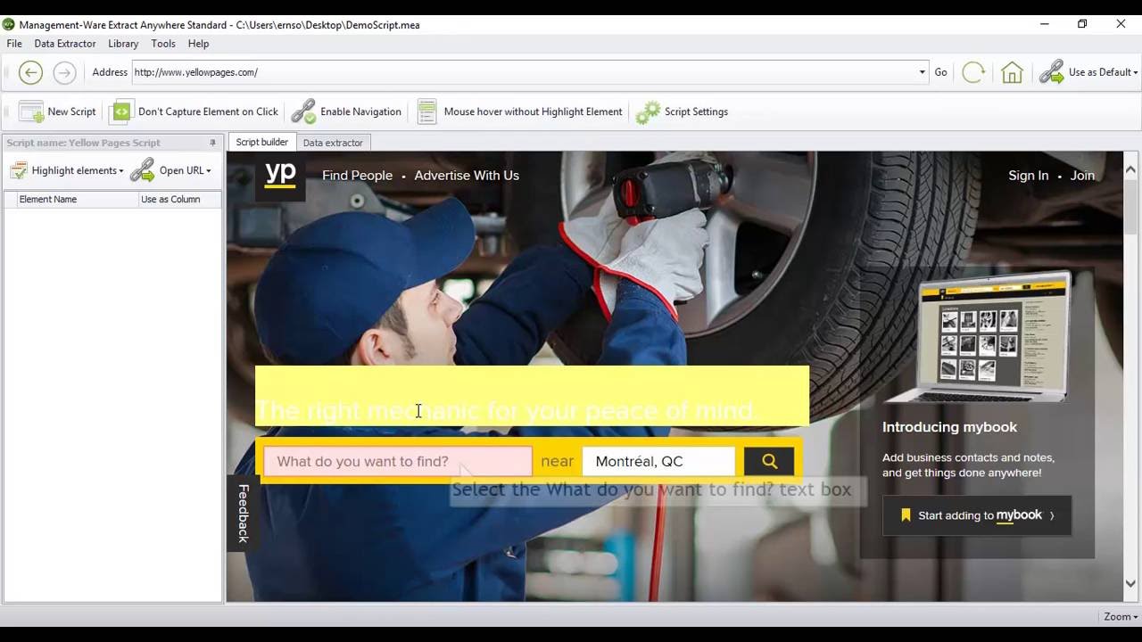Scraper Script Builder software - Management-Ware Extract Anywhere