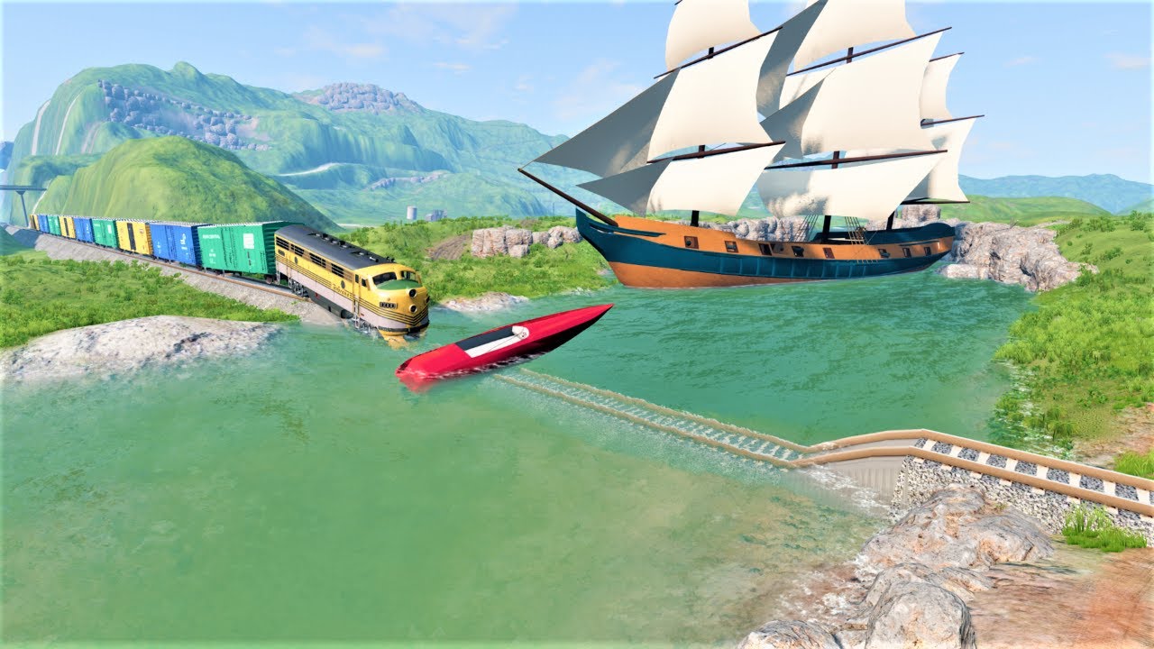 😮Train vs River Water Crashes | BeamNG.Drive