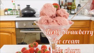 How to make best No Churn Strawberry Ice Cream at home easily