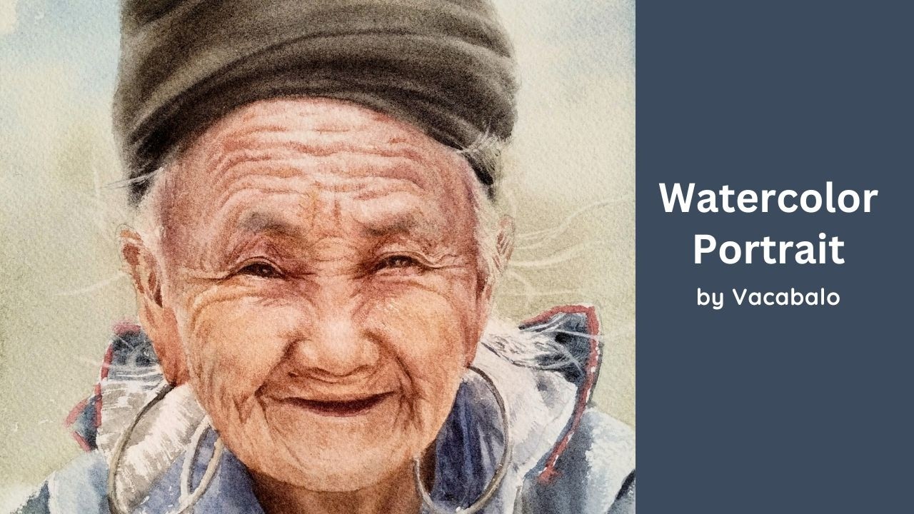 Демонстрация портретной живописи акварелью – пожилая женщина из народа хмонг.