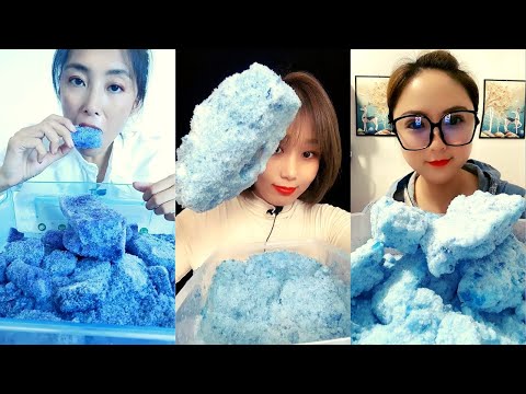 【咀嚼音】【 音フェチ】氷を食べる音 Blue Ice Eating ASMR Crunchy Sounds Satisfying Mukbang | buz yemek | 얼음먹방  P33