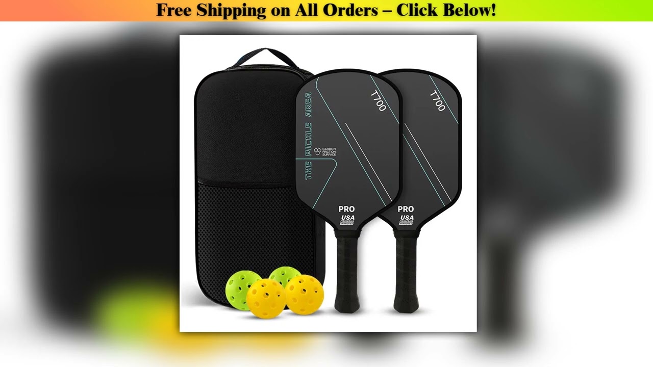T700 Carbon Fiber Non-Slip Matte Pickleball Paddle Full Set (Includes 2 Paddles + 4 Balls + 1