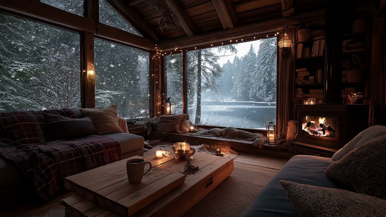 Winter Snow Night Ambience ❄️ Soft Ambient Music for Sleep, Study & Relax
