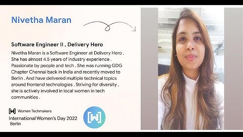 IWD 2022 - WTM Berlin | Nivetha Maran | How to get abroad job opportunities without masters degree