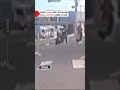 Father drives straight into block of ice in the middle of the road