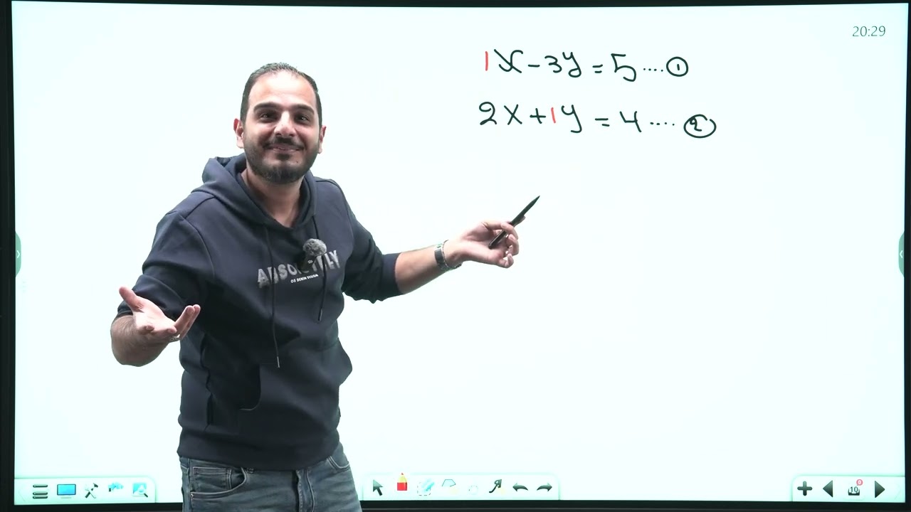 الثالث متوسط/الفصل الثالث/ محاضرة 3/ حل معادلتين انياً بالحذف الجزء الاول