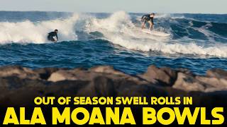 OUT OF SEASON LONG PERIOD SOUTH SWELL ROLLS IN