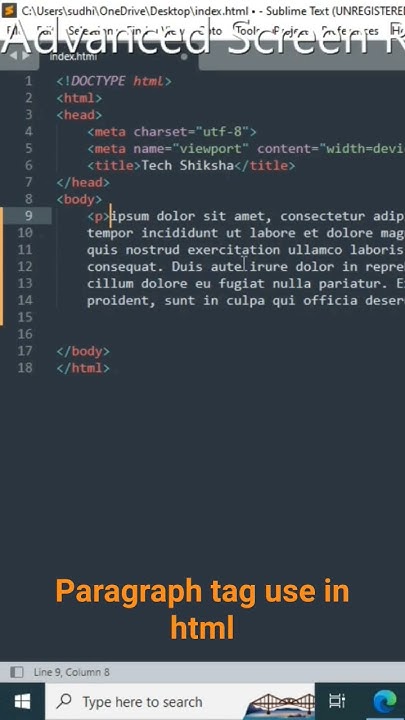 paragraph tag use in html #html5 #htmltutorial #code #tech #p - YouTube