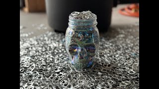 Melting Aluminum Can Tabs - Pouring Aluminum Into A Glass Skull Jar - The Growing Stack