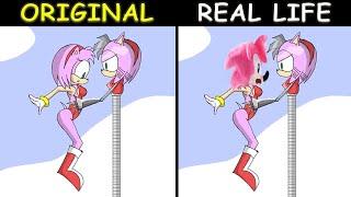 Rusty Rose knocks out AMY in the RING | The Sonic Tapes Animation | Original vs Plush Toys