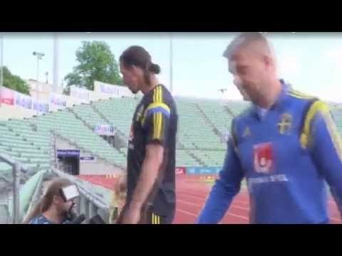 Zlatan Ibrahimovic pranks a cameraman with banana skin