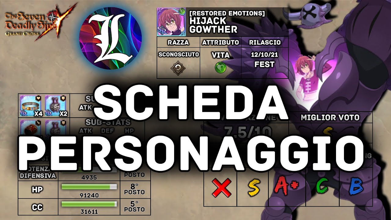 SCHEDA PERSONAGGIO HIJACK GOWTHER The Seven Deadly Sins Grand Cross