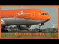 KLM's Orange Pride landing at Schiphol Airport