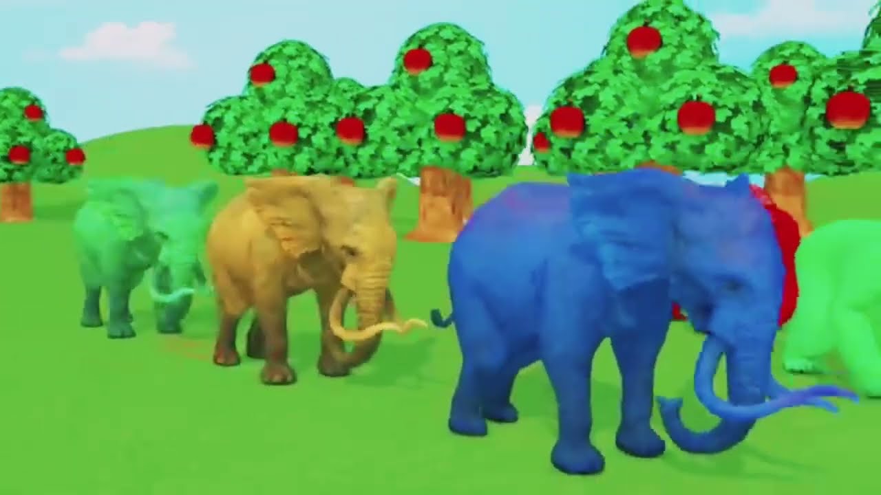 Long Slide Game with Cow Elephant Gorilla Hippopotamus Tiger 3d Animal GameFunny 3d Animals 